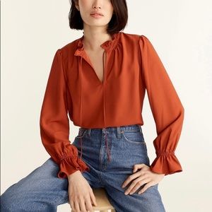 J.Crew Gathered ruffle drapey top